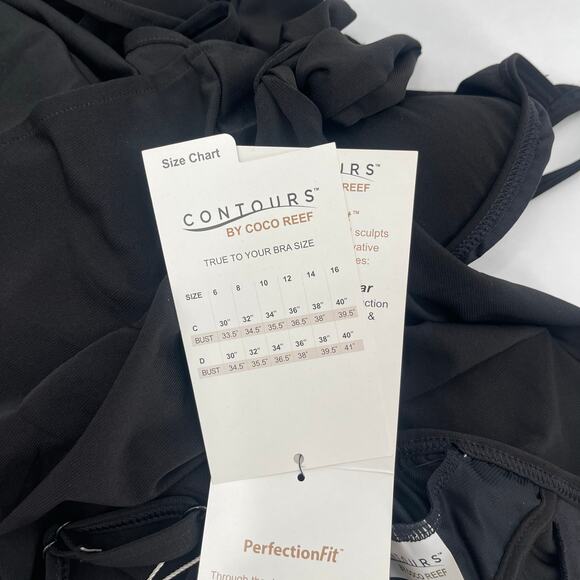 CONTOURS BY COCO REEF Swimsuit Size 10/34D Shapemaker Black NWT Swim Shorts - Picture 11 of 16